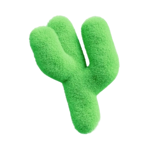 3D fuzzy green cactus illustration of a performance marketer in Dubai