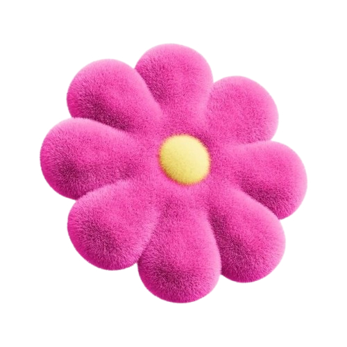3D fuzzy pink flower with yellow center a performance marketer in duba