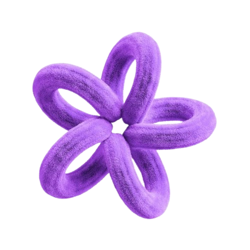 Plush Purple Star Knot 3D abstract soft shape of a performance marketer in Dubai